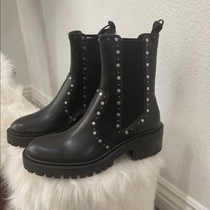 Zara black moto boots with silver studs size 37 - size 7